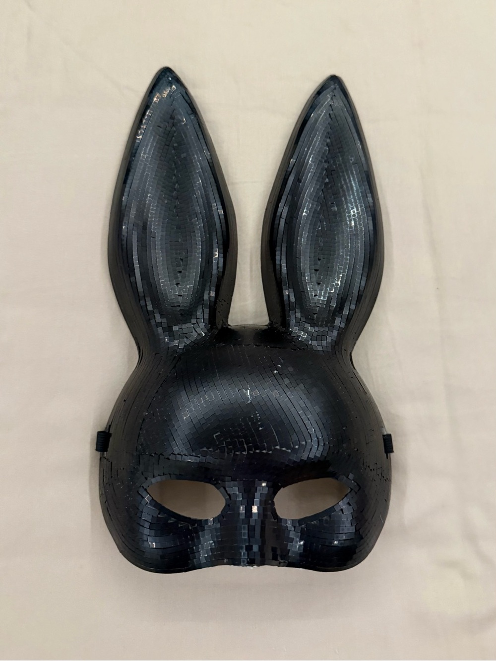 Black Disco Ball Mosaic Bunny Ear Masquerade Halloween Mask